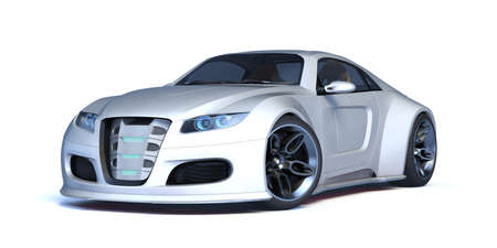 3D rendering of a brand-less generic concept car in studio environmentの写真素材