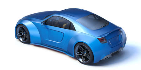 3D rendering of a brand-less generic concept car in studio environmentの写真素材