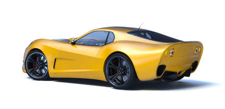 3D rendering of a brand-less generic concept car in studio environmentの写真素材