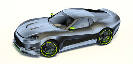 3D rendering of a brand-less generic concept car in studio environmentの写真素材