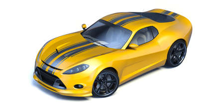 3D rendering of a brand-less generic concept car in studio environmentの写真素材
