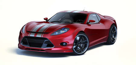 3D rendering of a brand-less generic concept car in studio environmentの写真素材