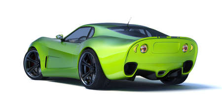 3D rendering of a brand-less generic concept car in studio environmentの写真素材