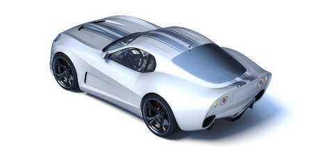 3D rendering of a brand-less generic concept car in studio environmentの写真素材