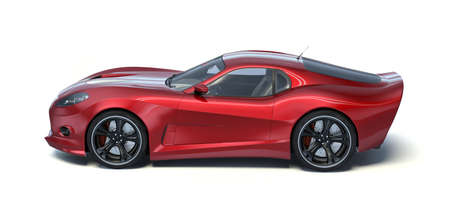 3D rendering of a brand-less generic concept car in studio environmentの写真素材