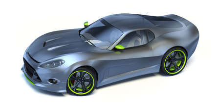 3D rendering of a brand-less generic concept car in studio environmentの写真素材