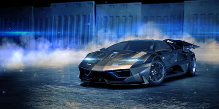 3D rendering of a brand-less generic concept carの写真素材