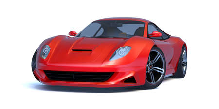 3D rendering of a brand-less generic concept car in studio environmentの写真素材