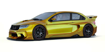 3D rendering of a brand-less generic concept car in studio environment. - No trademark issues as the car is my own design. The car does not exist in real life.の写真素材