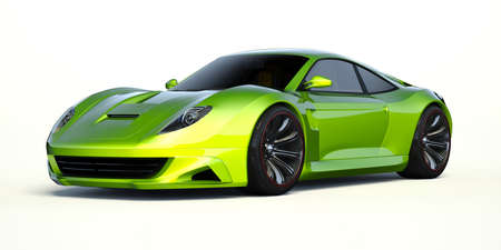 3D rendering of a brand-less generic concept car in studio environmentの写真素材
