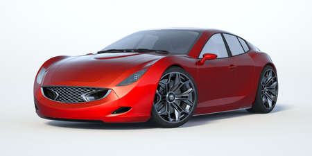 3D rendering of a brand-less generic concept car in studio environmentの写真素材