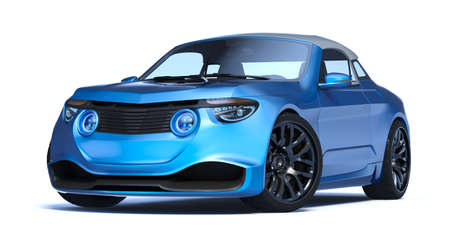 3D rendering of a brand-less generic concept car in studio environmentの写真素材