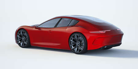 3D rendering of a brand-less generic concept car in studio environmentの写真素材