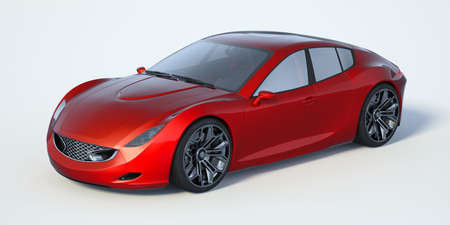 3D rendering of a brand-less generic concept car in studio environmentの写真素材