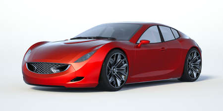 3D rendering of a brand-less generic concept car in studio environmentの写真素材