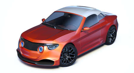 3D rendering of a brand-less generic concept car in studio environmentの写真素材