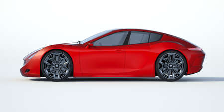 3D rendering of a brand-less generic concept car in studio environmentの写真素材