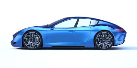 3D rendering of a brand-less generic concept car in studio environmentの写真素材