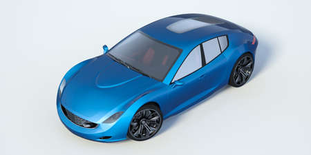 3D rendering of a brand-less generic concept car in studio environmentの写真素材