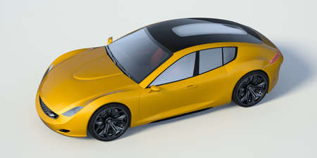 3D rendering of a brand-less generic concept car in studio environmentの写真素材