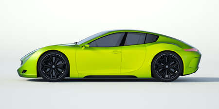3D rendering of a brand-less generic concept car in studio environmentの写真素材