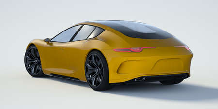 3D rendering of a brand-less generic concept car in studio environmentの写真素材