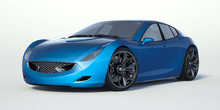 3D rendering of a brand-less generic concept car in studio environmentの写真素材
