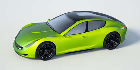 3D rendering of a brand-less generic concept car in studio environmentの写真素材
