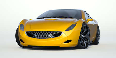 3D rendering of a brand-less generic concept car in studio environmentの写真素材