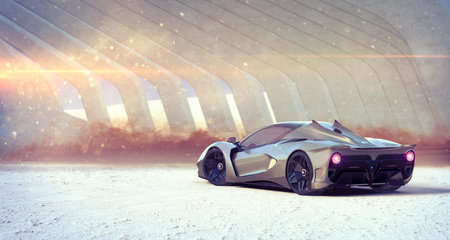 3D rendering of a brand-less generic concept car