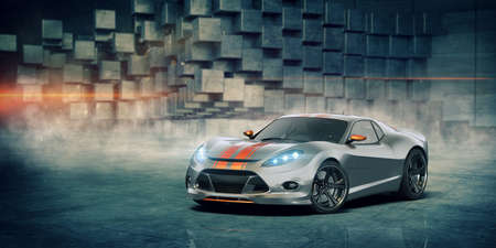3D rendering of a brand-less generic concept carの写真素材