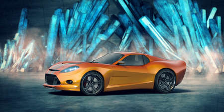 3D rendering of a brand-less generic concept carの写真素材