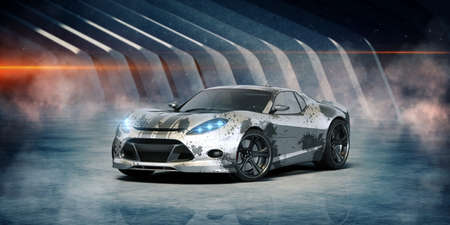 3D rendering of a brand-less generic concept carの写真素材