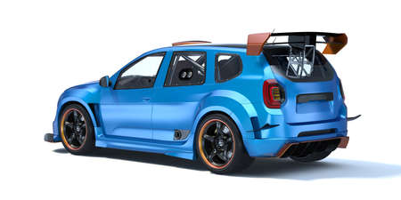 3D rendering of a brand-less generic concept car in studio environmentの写真素材