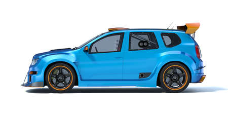 3D rendering of a brand-less generic concept car in studio environmentの写真素材