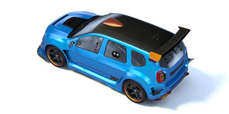 3D rendering of a brand-less generic concept car in studio environmentの写真素材