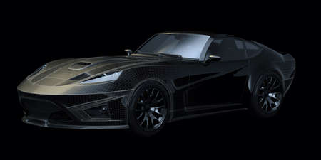 3D rendering of a brand-less generic concept car in studio environmentの写真素材