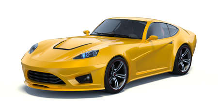 3D rendering of a brand-less generic concept car in studio environmentの写真素材