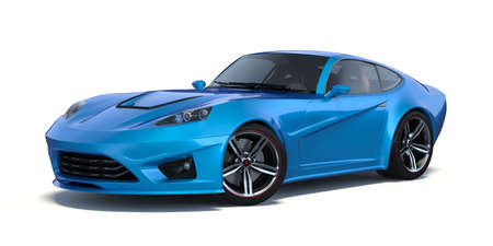 3D rendering of a brand-less generic concept car in studio environmentの写真素材