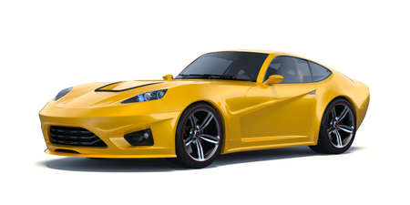 3D rendering of a brand-less generic concept car in studio environmentの写真素材