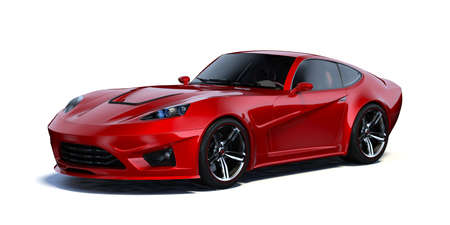 3D rendering of a brand-less generic concept car in studio environmentの写真素材