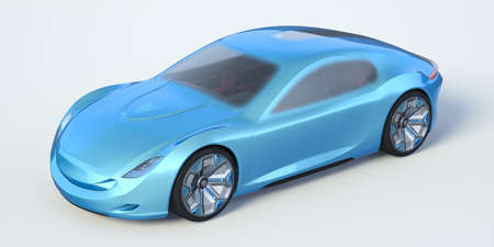3D rendering of a brand-less generic concept car in studio environmentの写真素材