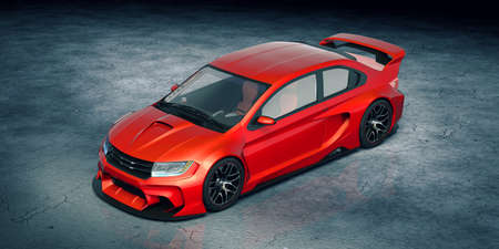 3D rendering of a brand-less generic concept carの写真素材