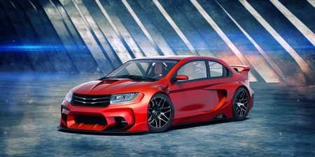 3D rendering of a brand-less generic concept carの写真素材