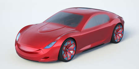 3D rendering of a brand-less generic concept car in studio environmentの写真素材