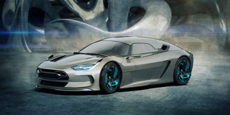 3D rendering of a brand-less generic concept carの写真素材