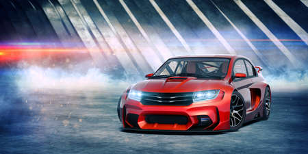 3D rendering of a brand-less generic concept carの写真素材