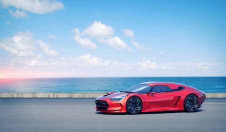 3D rendering of a brand-less generic concept carの写真素材