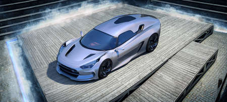 3D rendering of a brand-less generic concept carの写真素材