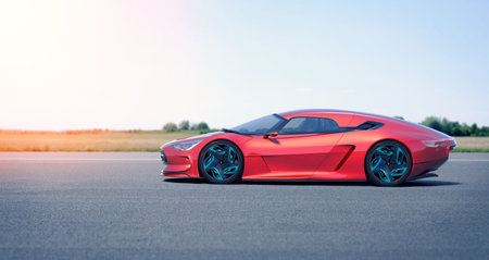 3D rendering of a brand-less generic concept carの写真素材